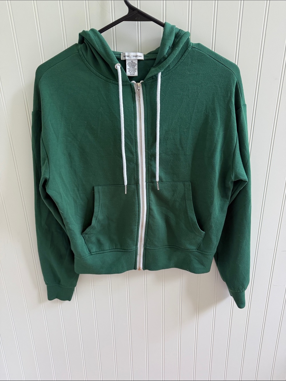 (298)Better Together: Classic Forest Green Zip Hoodie with Front Pockets